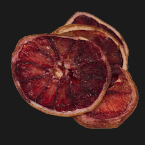 With these wheels/slices of dehydrated blood oranges, not only you will amplify the already existing citrus fragrance of Sangumé, but you will also add an aesthetic touch to your cocktails.